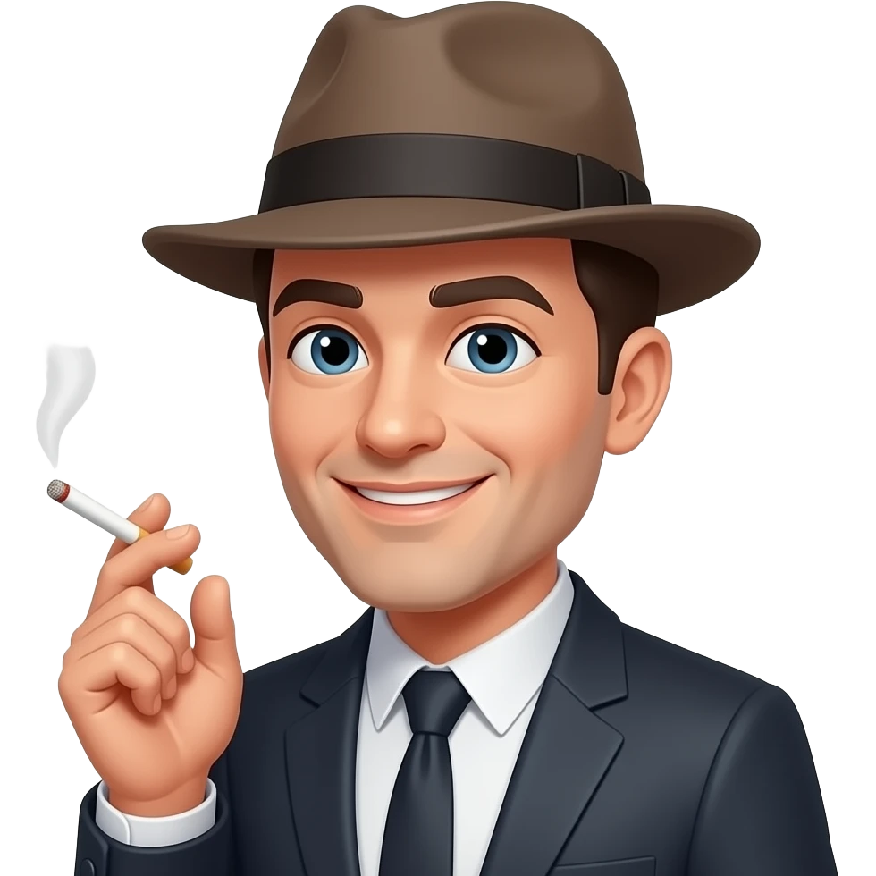 Add a fedora and a cigarette to the “slightly smiling face” emoji emoji