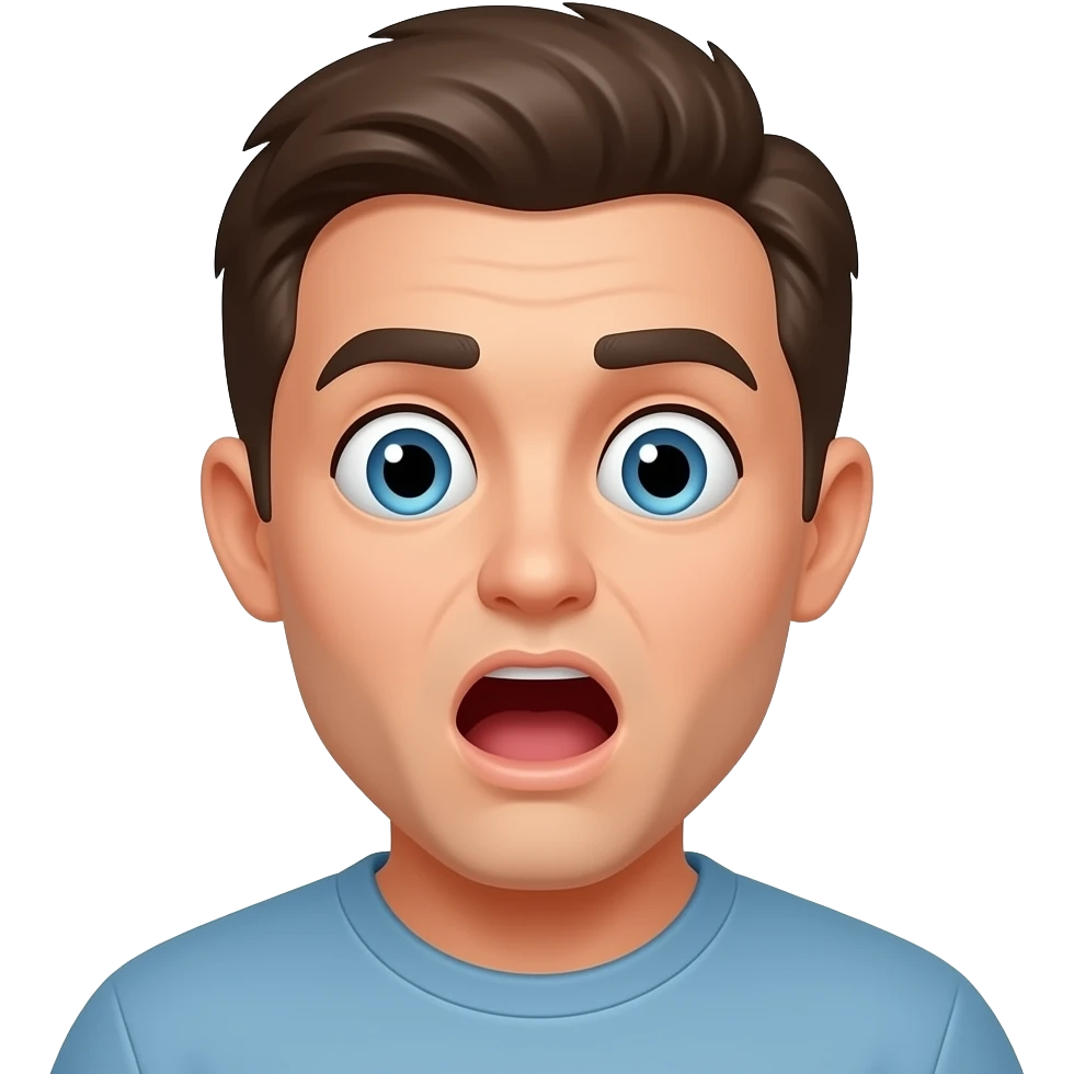 Make a smiley face emoji. Its shock and horrified and looking at something. Mouth wide and eyes pop out emoji