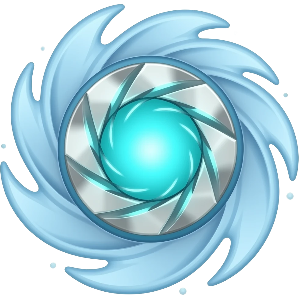 water flow bayblade, smooth curved design, aqua energy core emoji