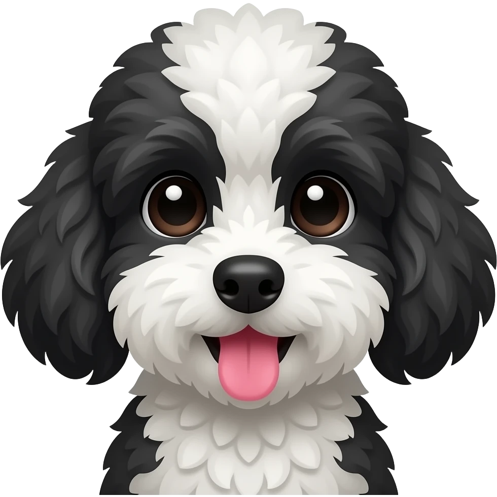 🐶 pero en blanco y negro solo la cara sacando la lengua caniche cachorro emoji