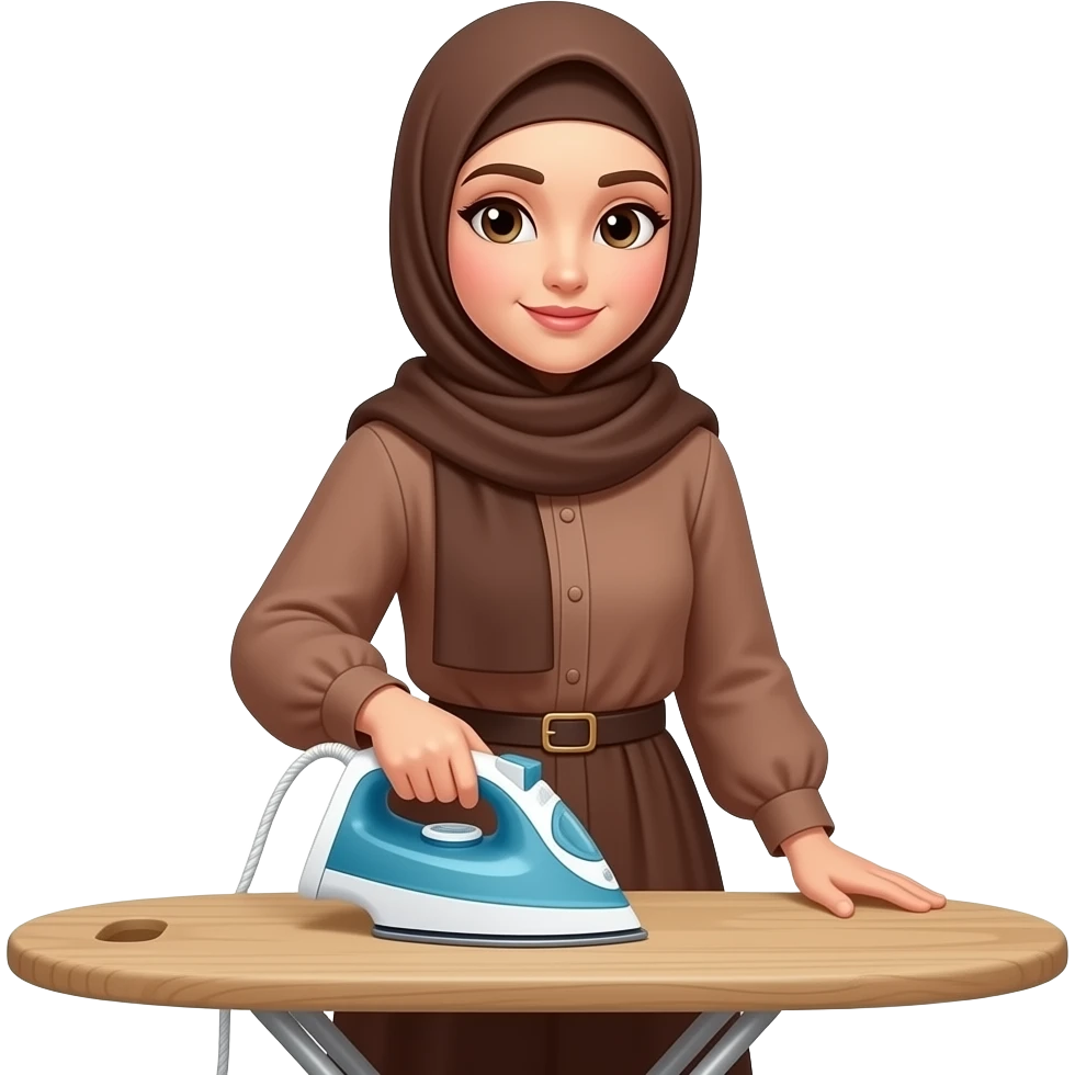 Hijabi female Ironing color brown emoji