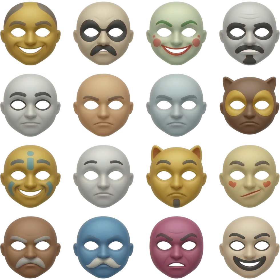 variedad de mascaras burlonas emoji