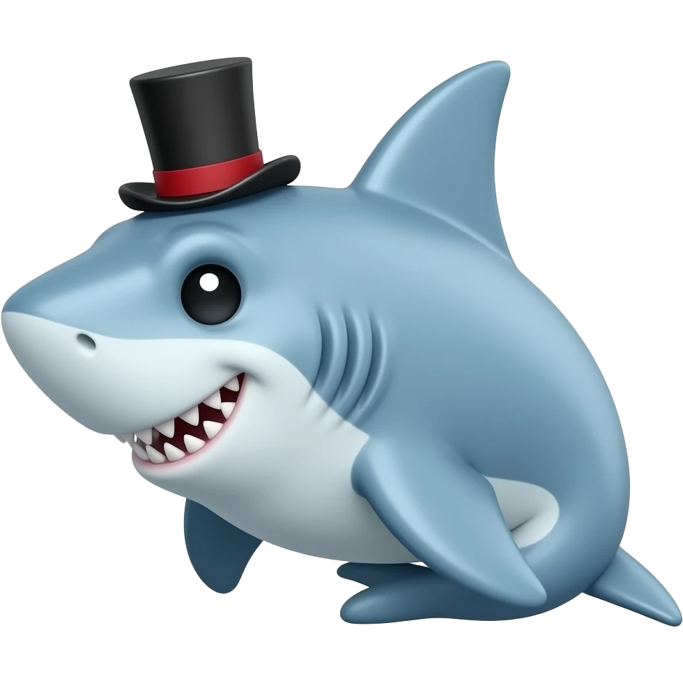 Shark with a top hat emoji