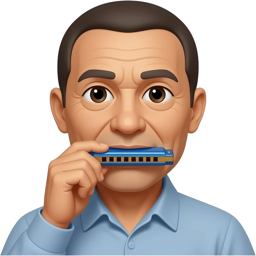 broat face old man few hair blues harmonica emoji