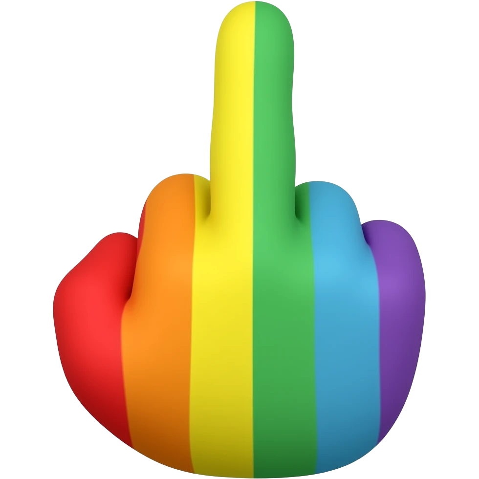 Rainbow middle finger emoji