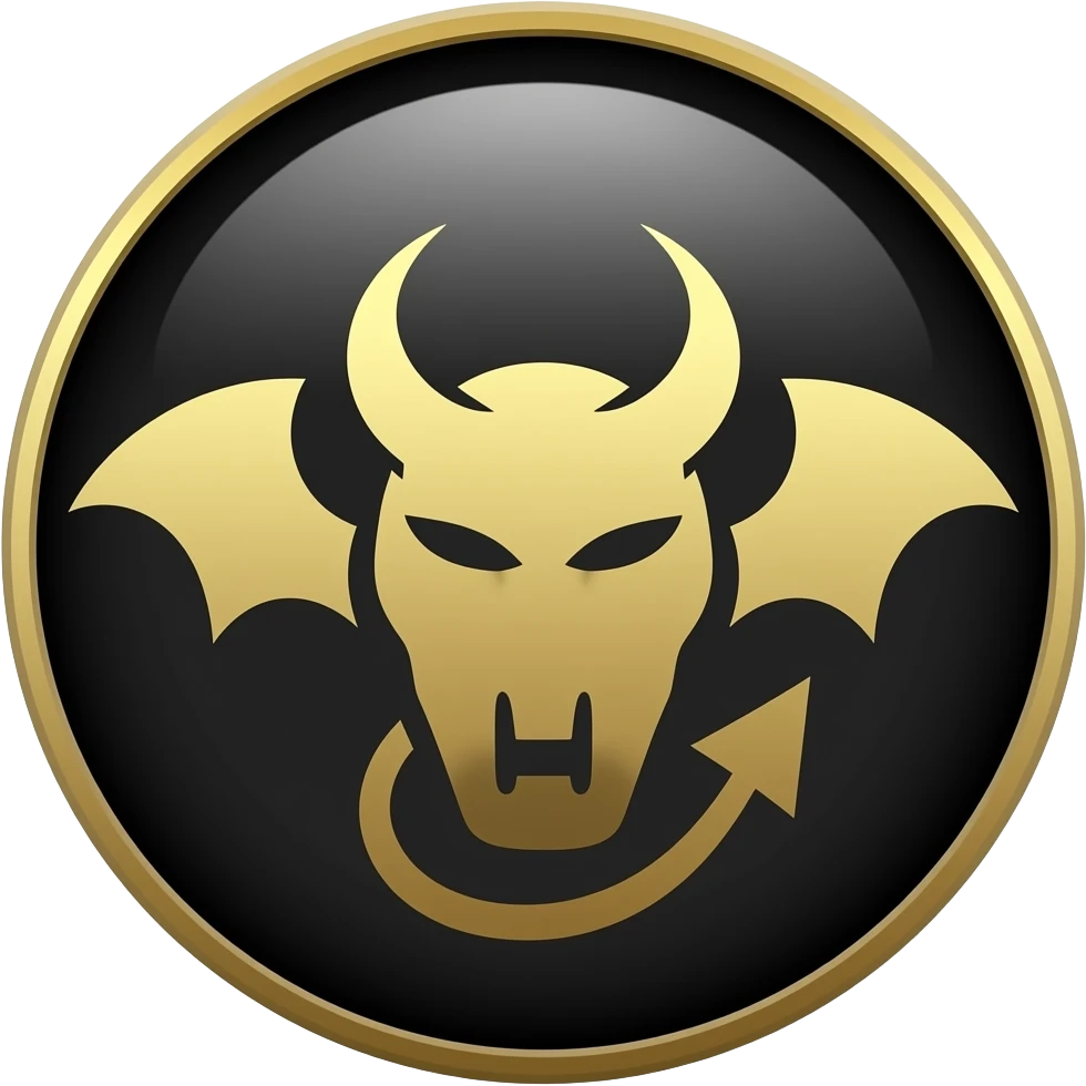 black and gold badge with the same skin city country club devil in the middle emoji