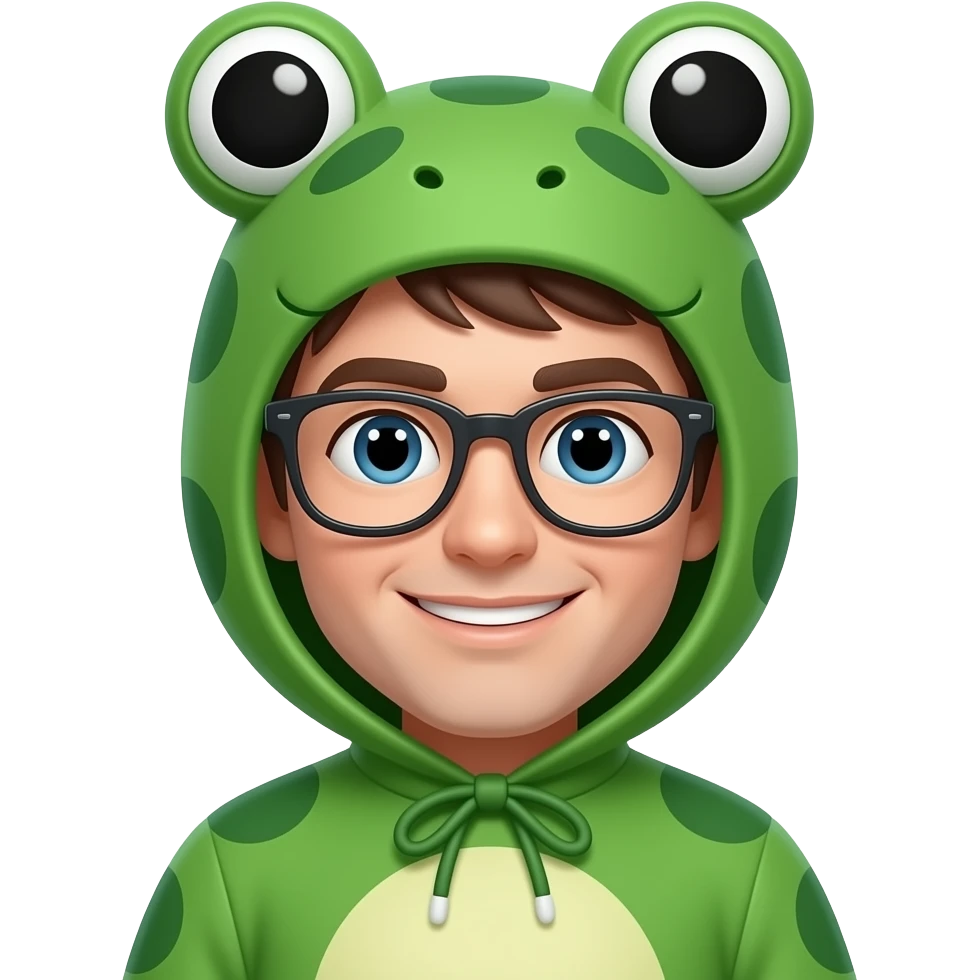вчитель з смішними окулярами і в костюмі жаби emoji