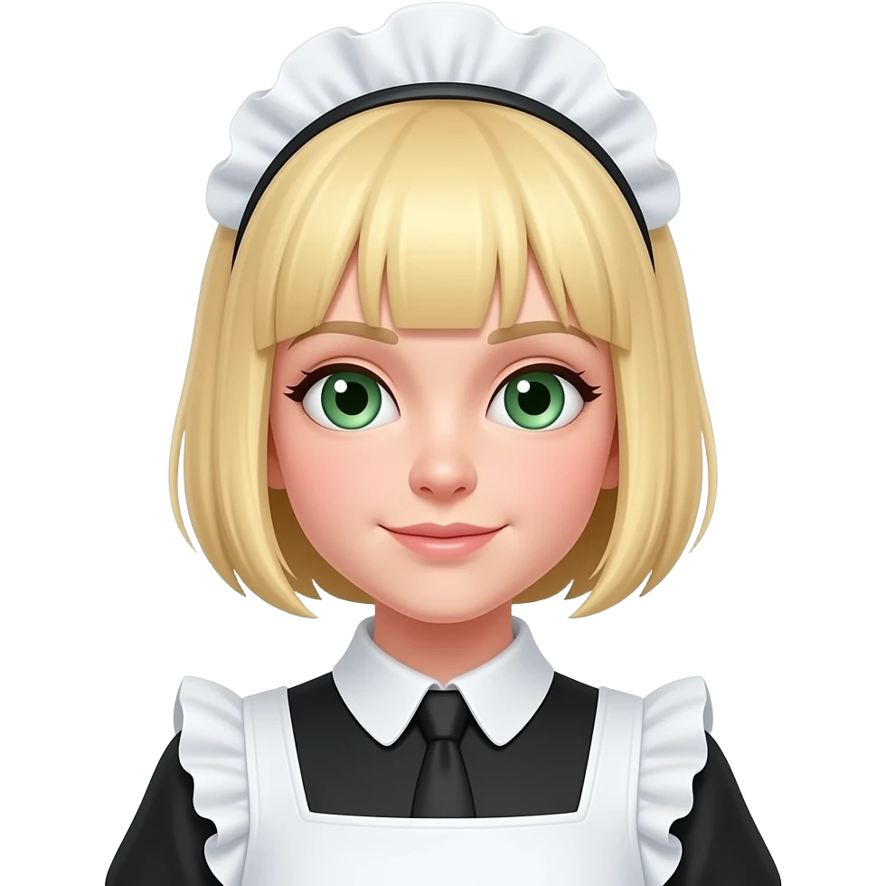 Green eyes maid blonde shorter very shorthar emoji