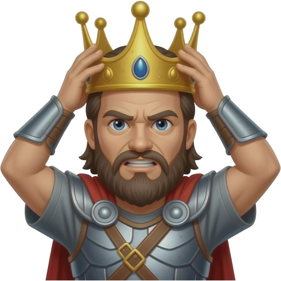 Savage skill with crown on his head that it's holding the crown with both hands of it emoji