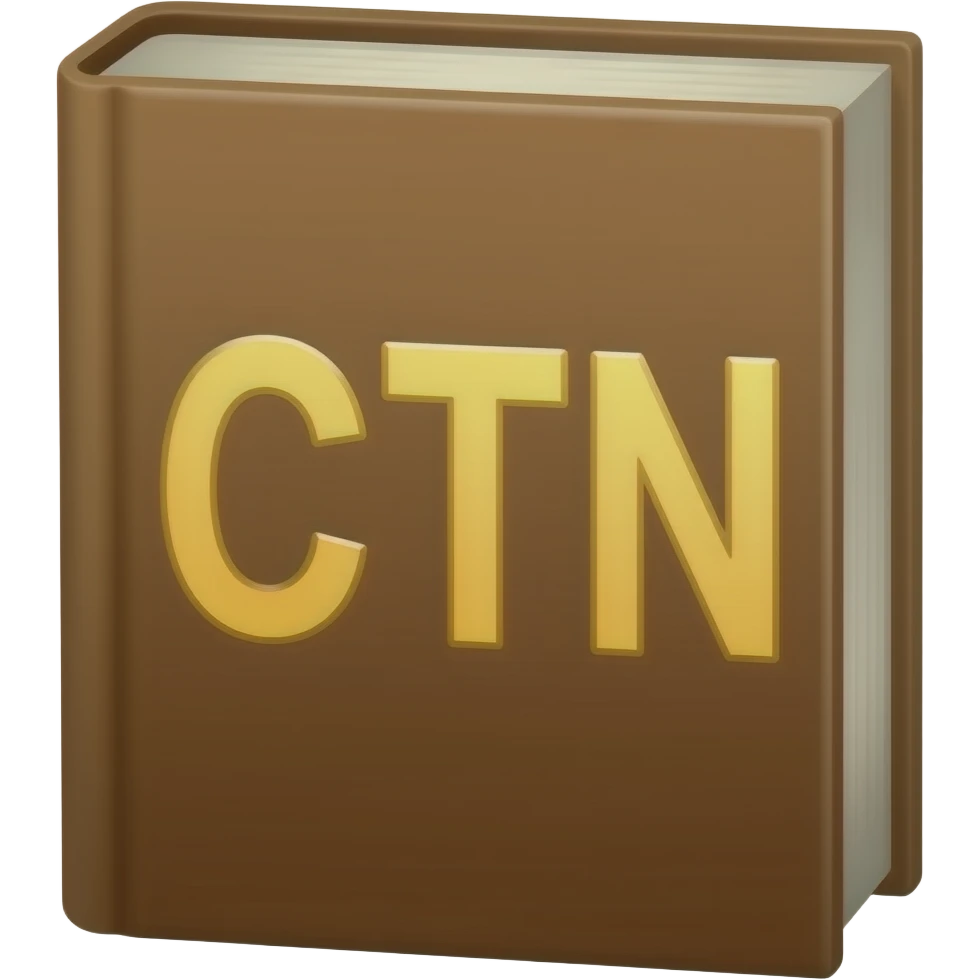brown book with big letters CTN emoji