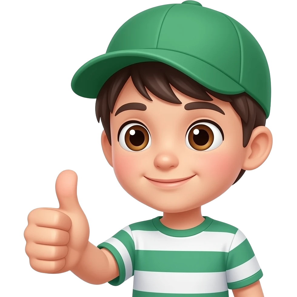 a tanned thumb emoji  kid faced with a green cap emoji