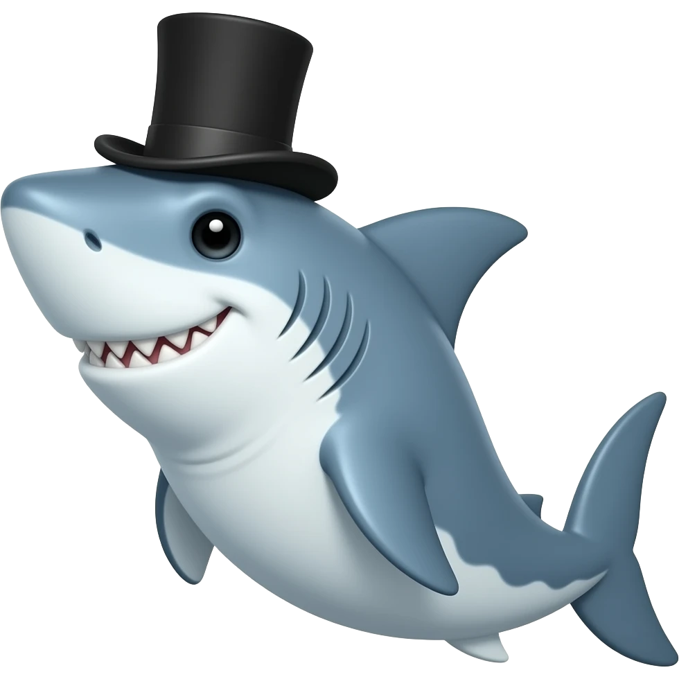 Shark with a top hat emoji