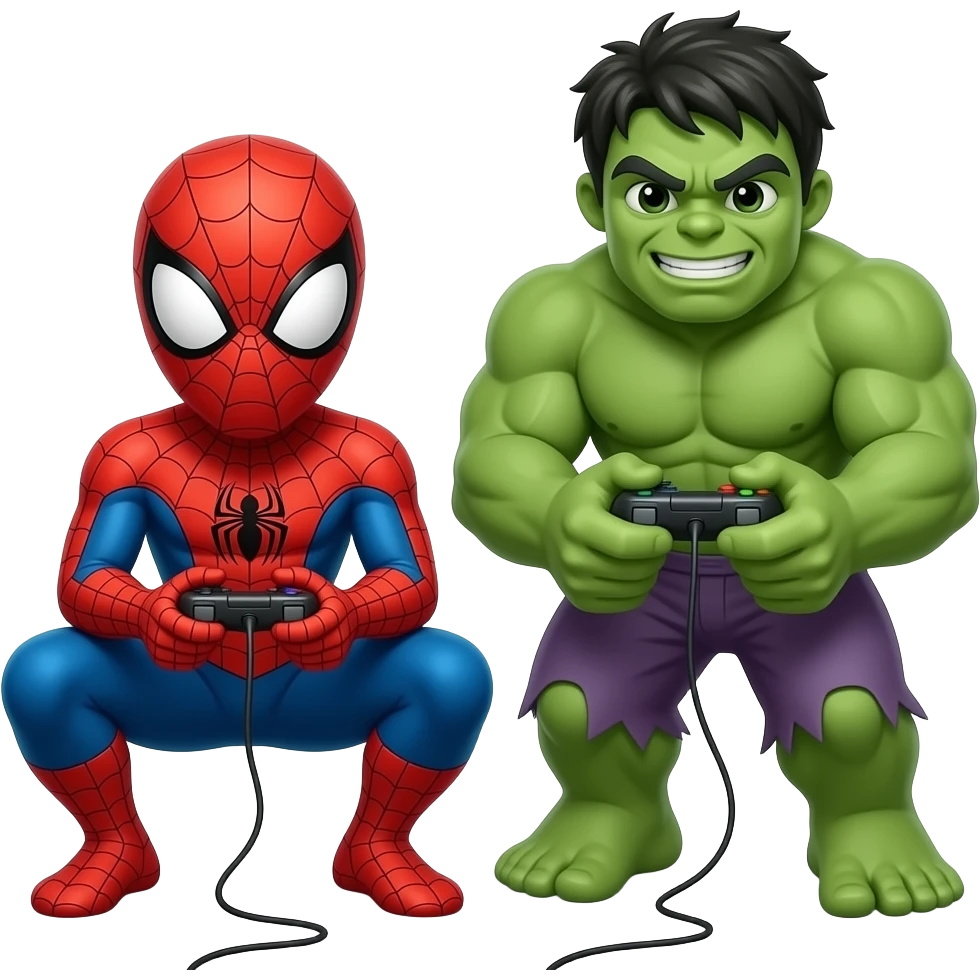 ஸ்பைடர் மேன் அண்ட் hulk பிளேயிங் வீடியோ ஜெனரேட் emoji