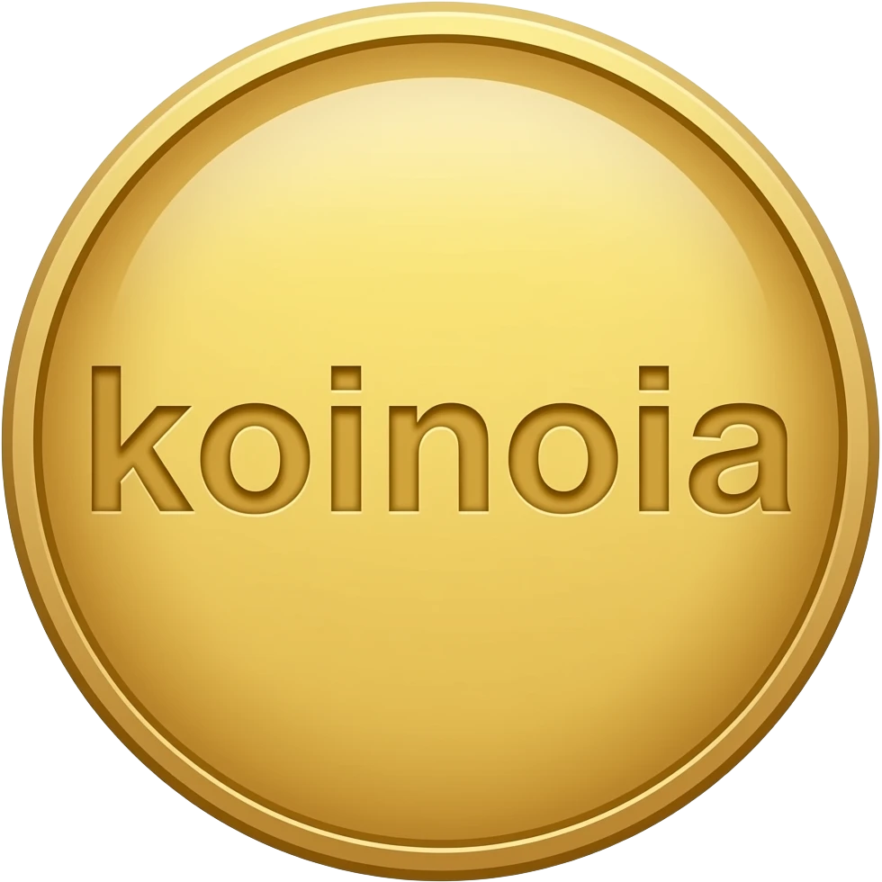 coin with the word "koinonia" on it emoji