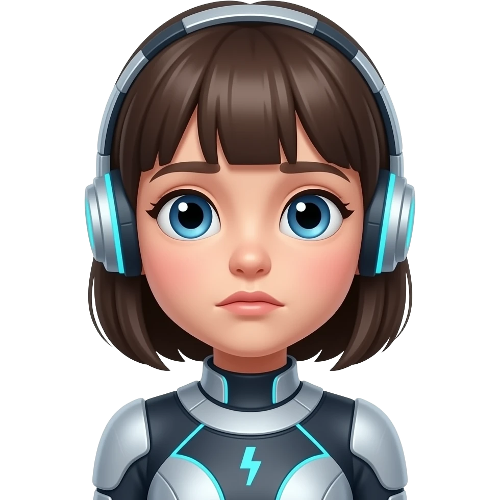 un avatar de una chica que diagnostica problemas, tipo futurista emoji