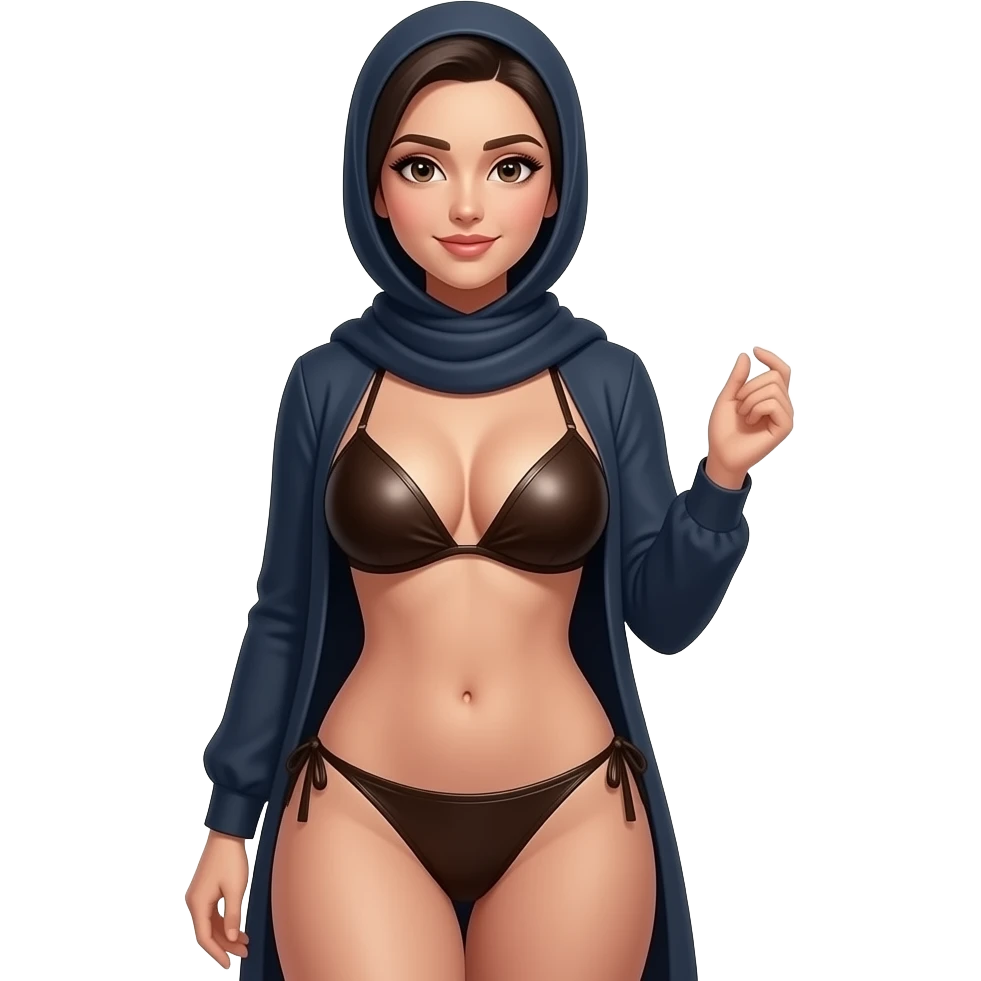 یک زن مسلمان ایرانی خوشگل با سینه های بزرگ و برجسته و کمر باریک و کون بزرگ و برجسته و بیکینی چرمی تنگ براق میخ دار مینی در خیابان های کرج emoji