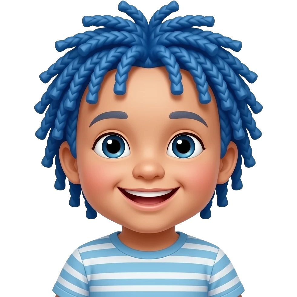 Realistic Smiling blue baby dred head emoji