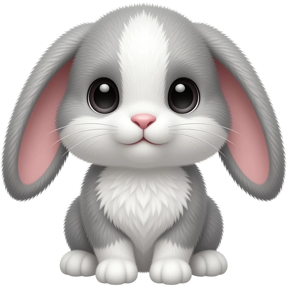 Grey and white bunny plush emoji