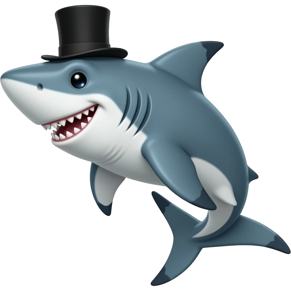 Shark with a top hat emoji