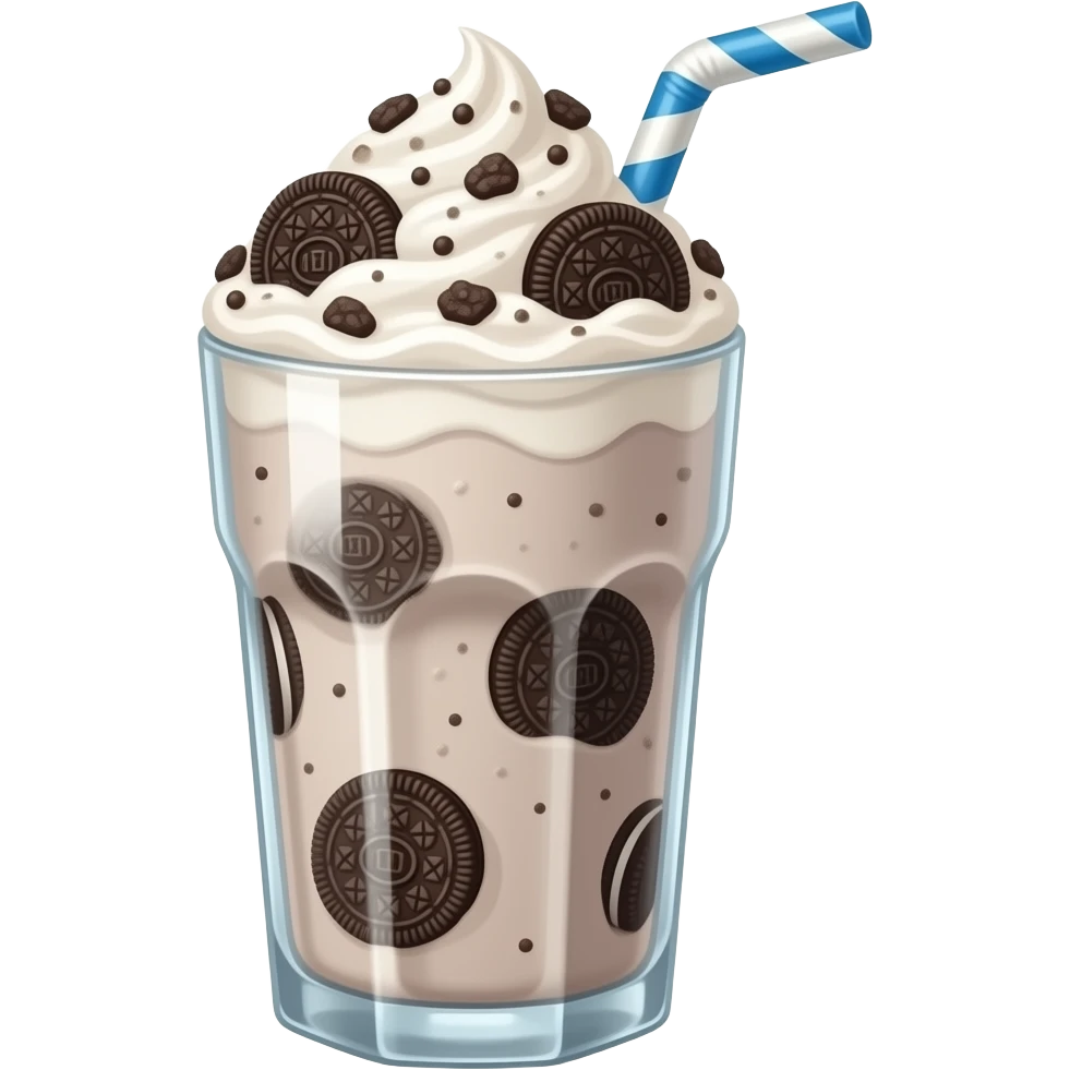 Oreo milkshake emoji with oreo cookies inside emoji