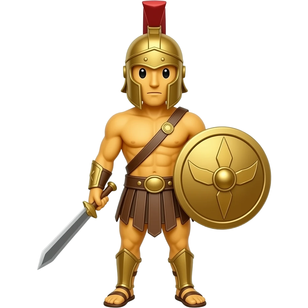 spartacus, minimal, full body, yellow skin, emoji style, more emojis style, more minimal, with weapons, more simplistic emoji style emoji