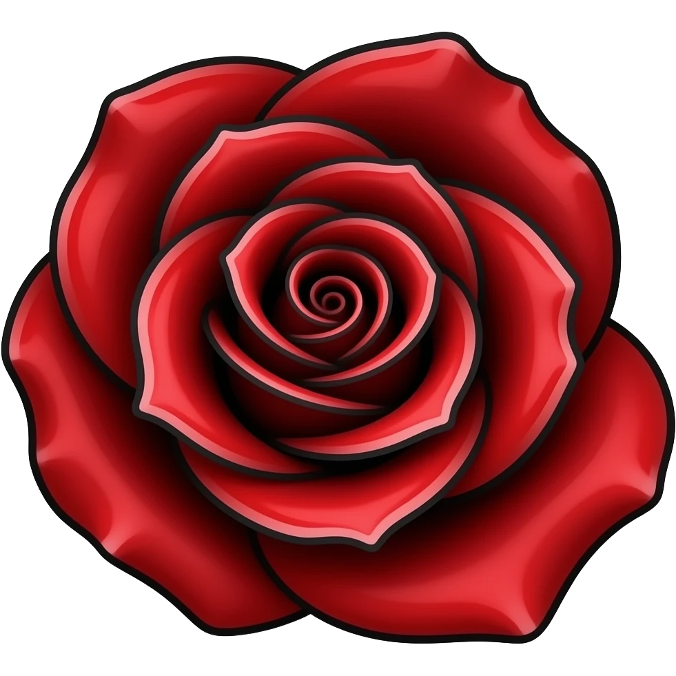 Bold red rose, deep crimson center fading to vivid scarlet edges, tight ...