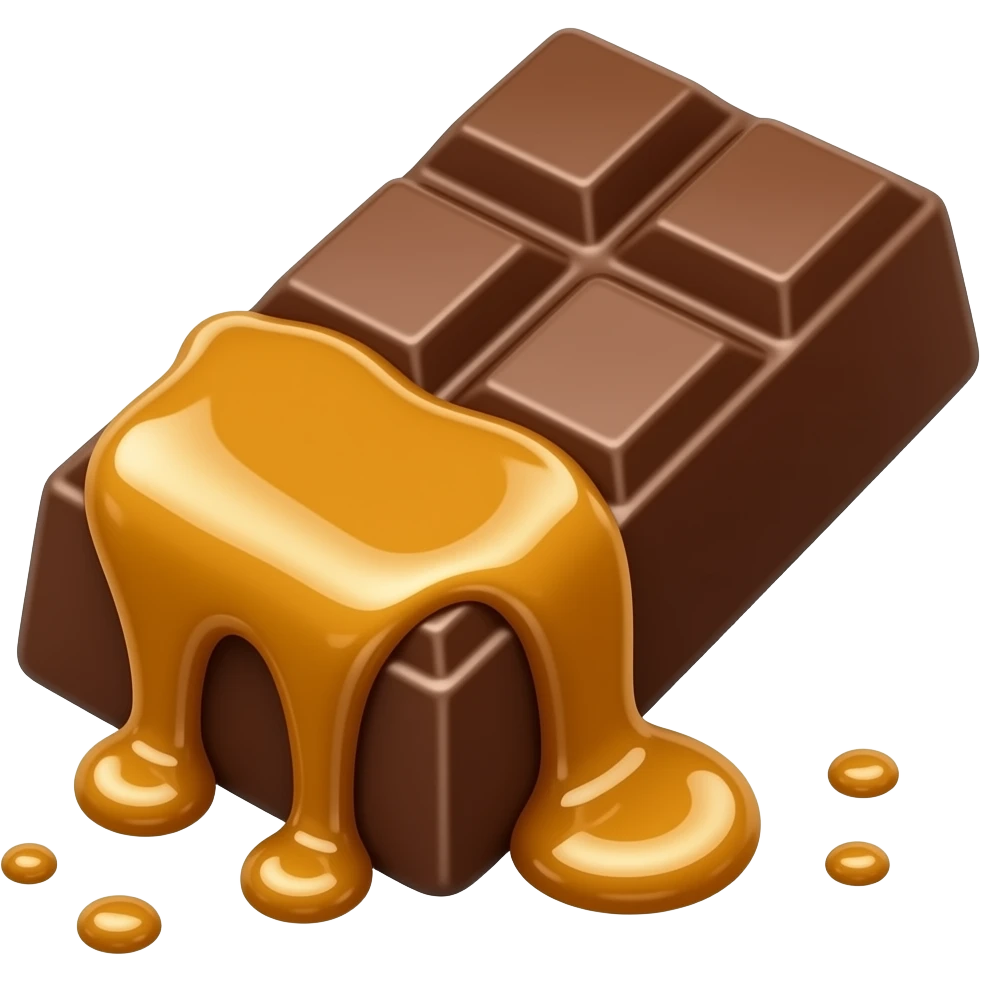 chocolate bar filling by caramel syrup emoji