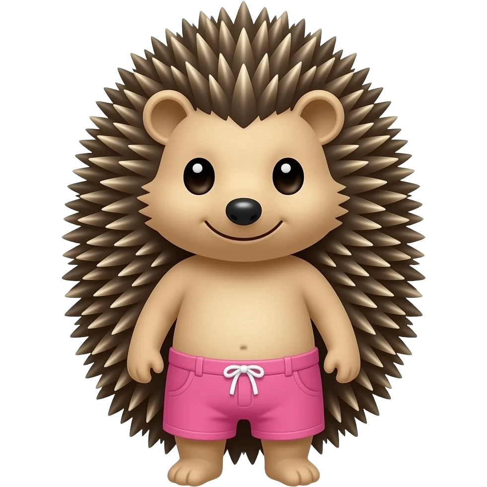 Hedgehog with pink shorts in car emoji