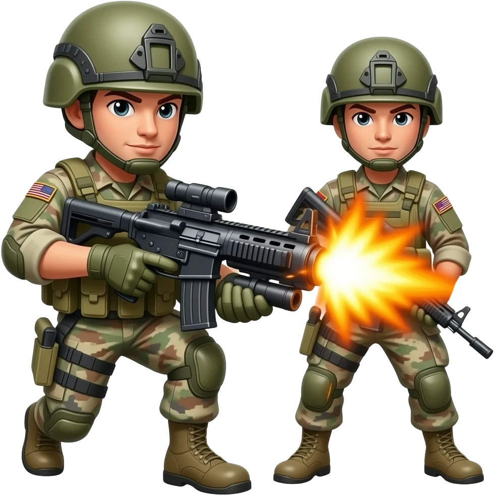 soldat qui tir avecdu feu qui sors du canon de son arme emoji