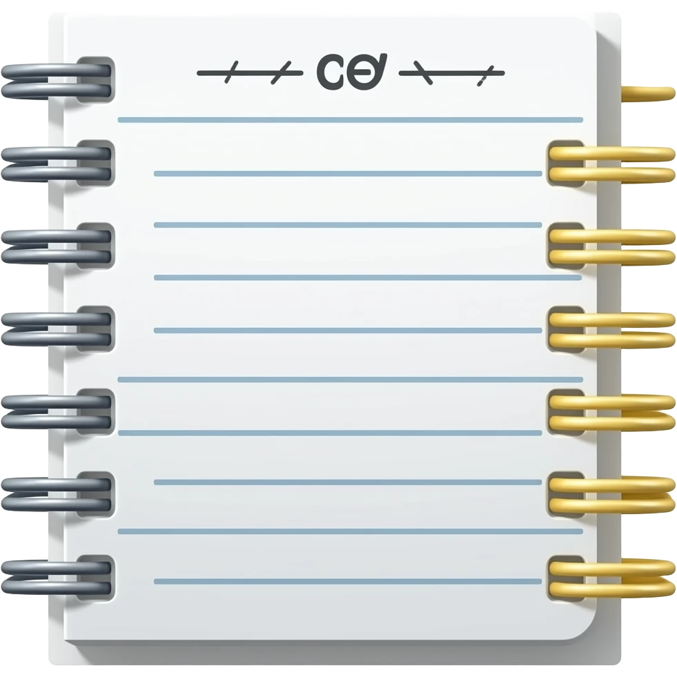 white notebook  3/4 view, emoji