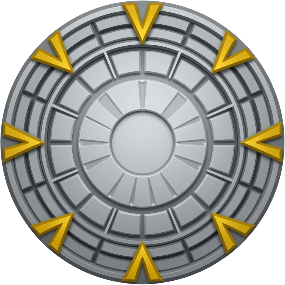 A stargate with (9 chevrons) equally spaced around the rim, emoji