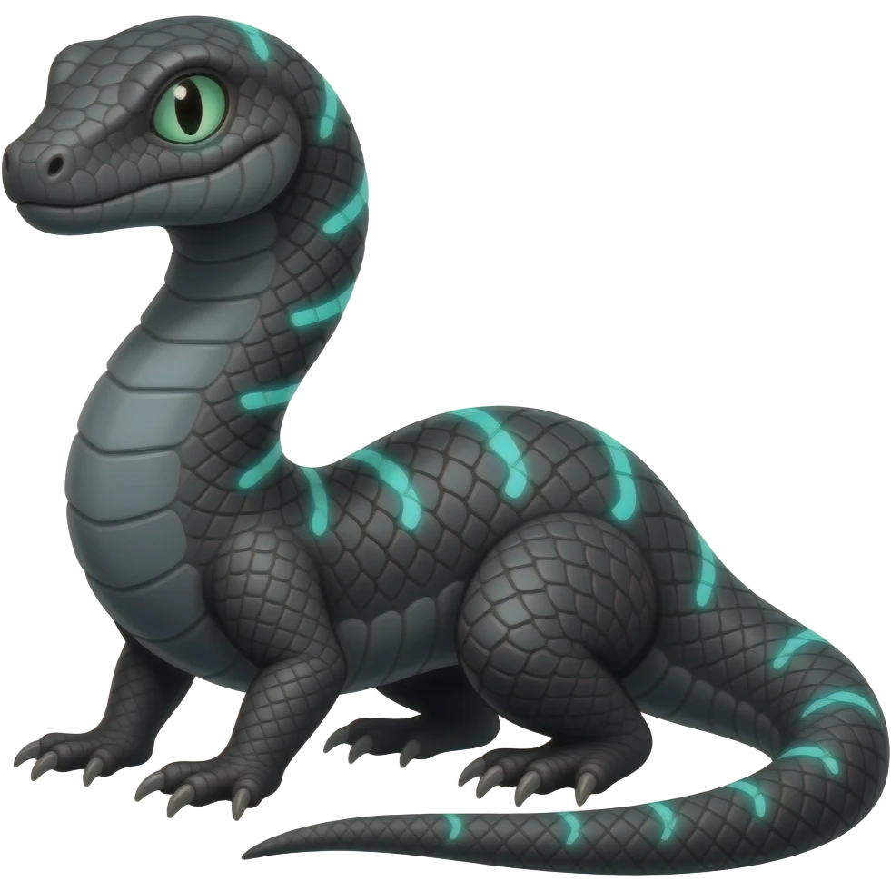 Cool edgy ancient black-scaled with neon-colored stripe markings emoji