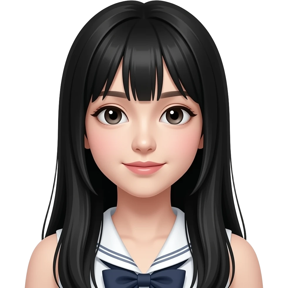 long black hair girl idol emoji