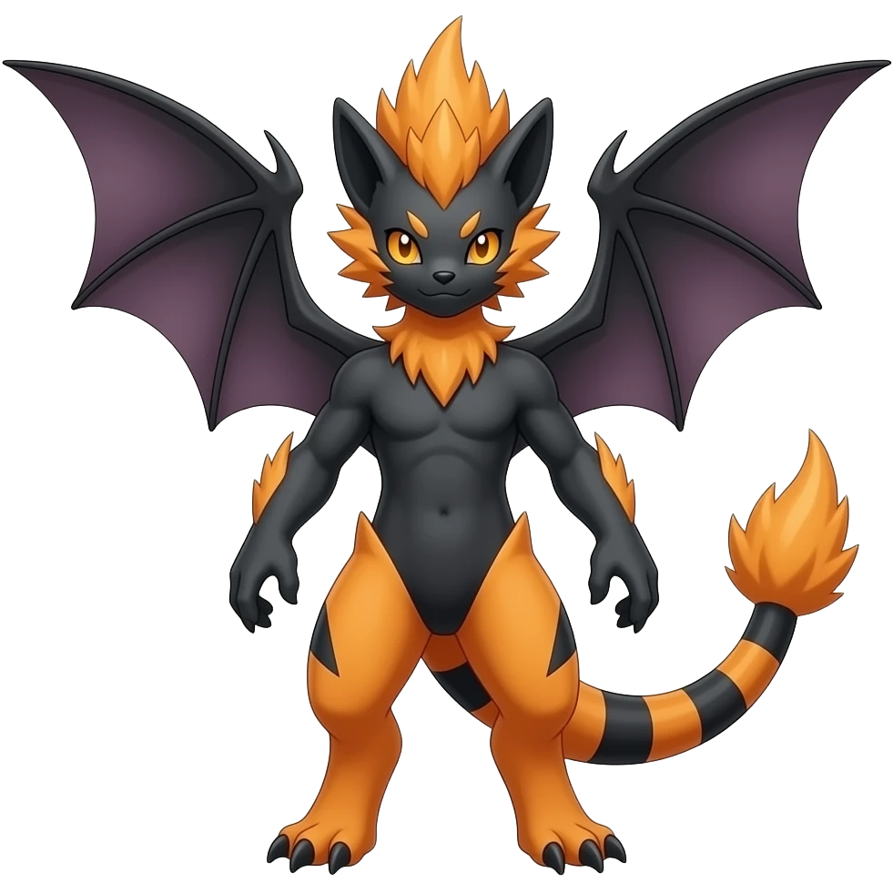 Guilmon-Zorua-Zoroark-Noibat-Absol-Fakémon-hybrid, full body detailed emoji