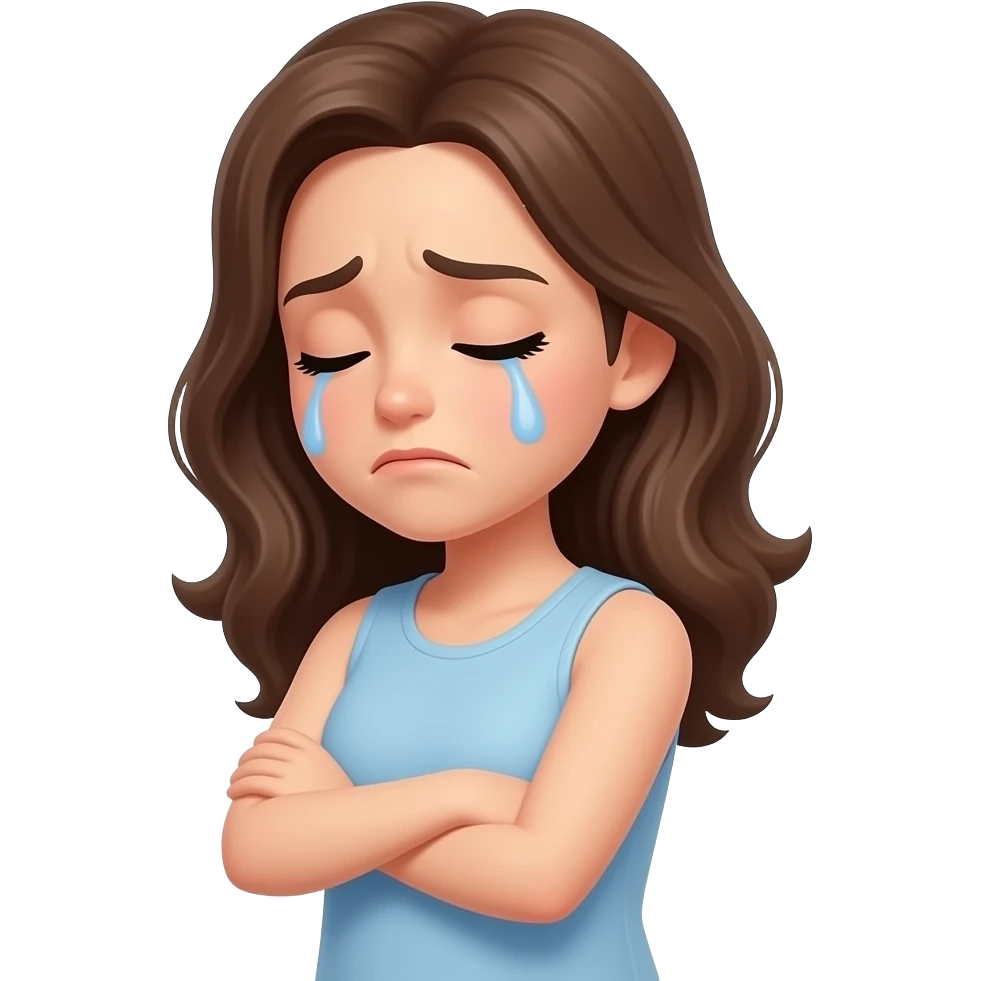 very upset woman,  arms crossed chin up eyes closed, side view face emoji