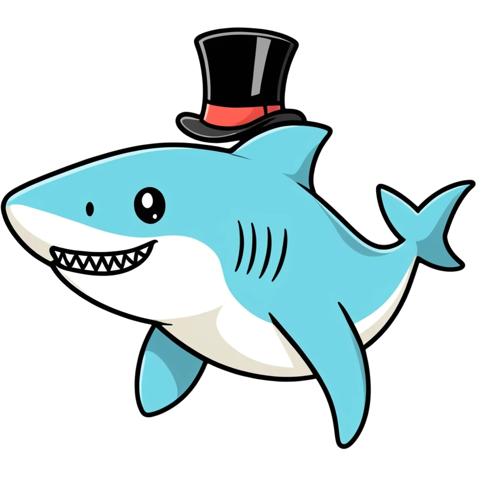 Shark with a top hat emoji