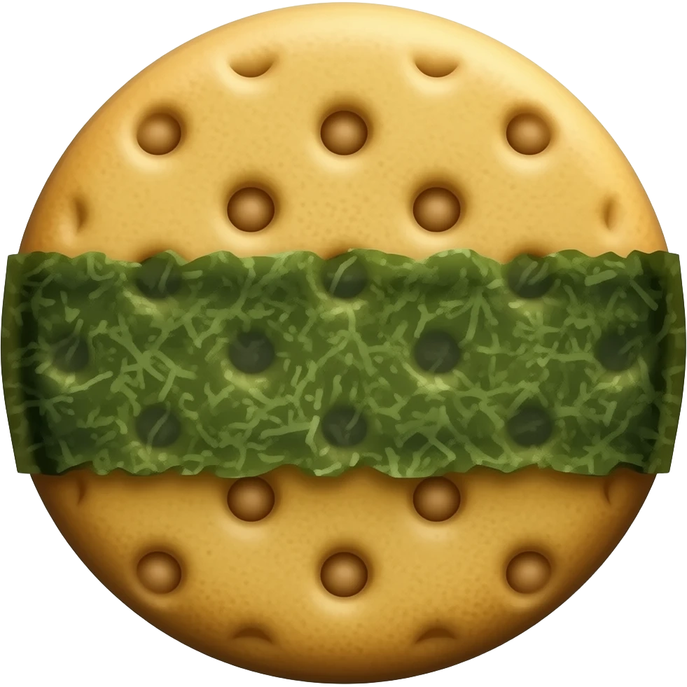 round Traditional Japanese Senbei with below nori wrapper emoji