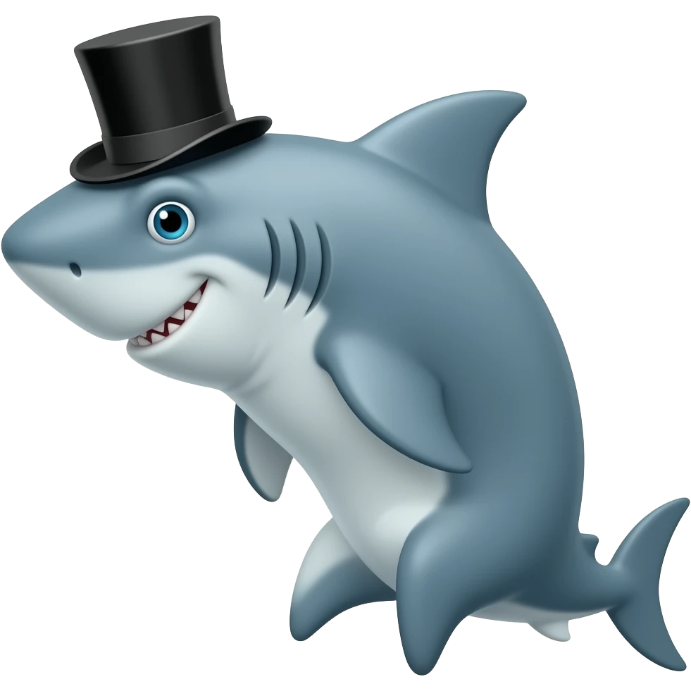 Shark with a top hat emoji