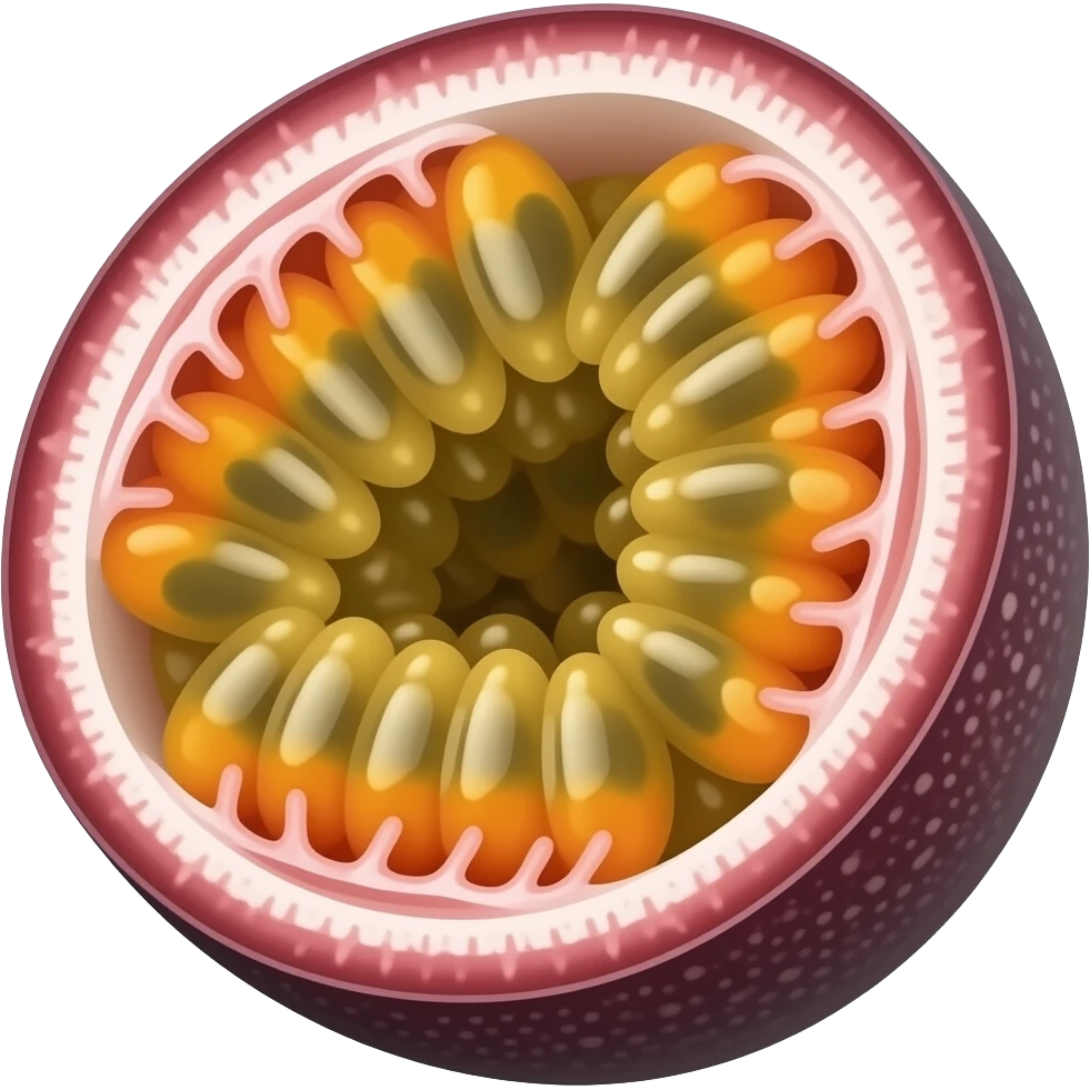 passion fruit with fruit shell, do not draw inside emoji