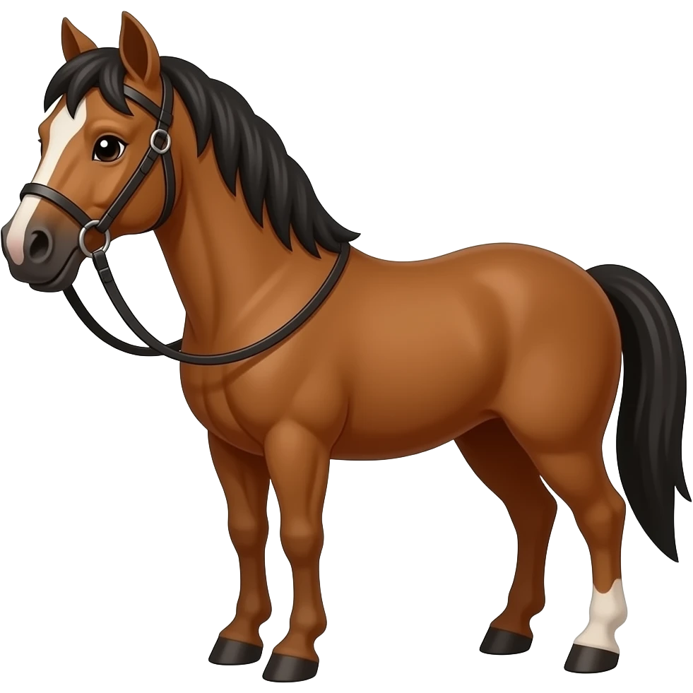 Cartoon brown horse with the bridle emoji