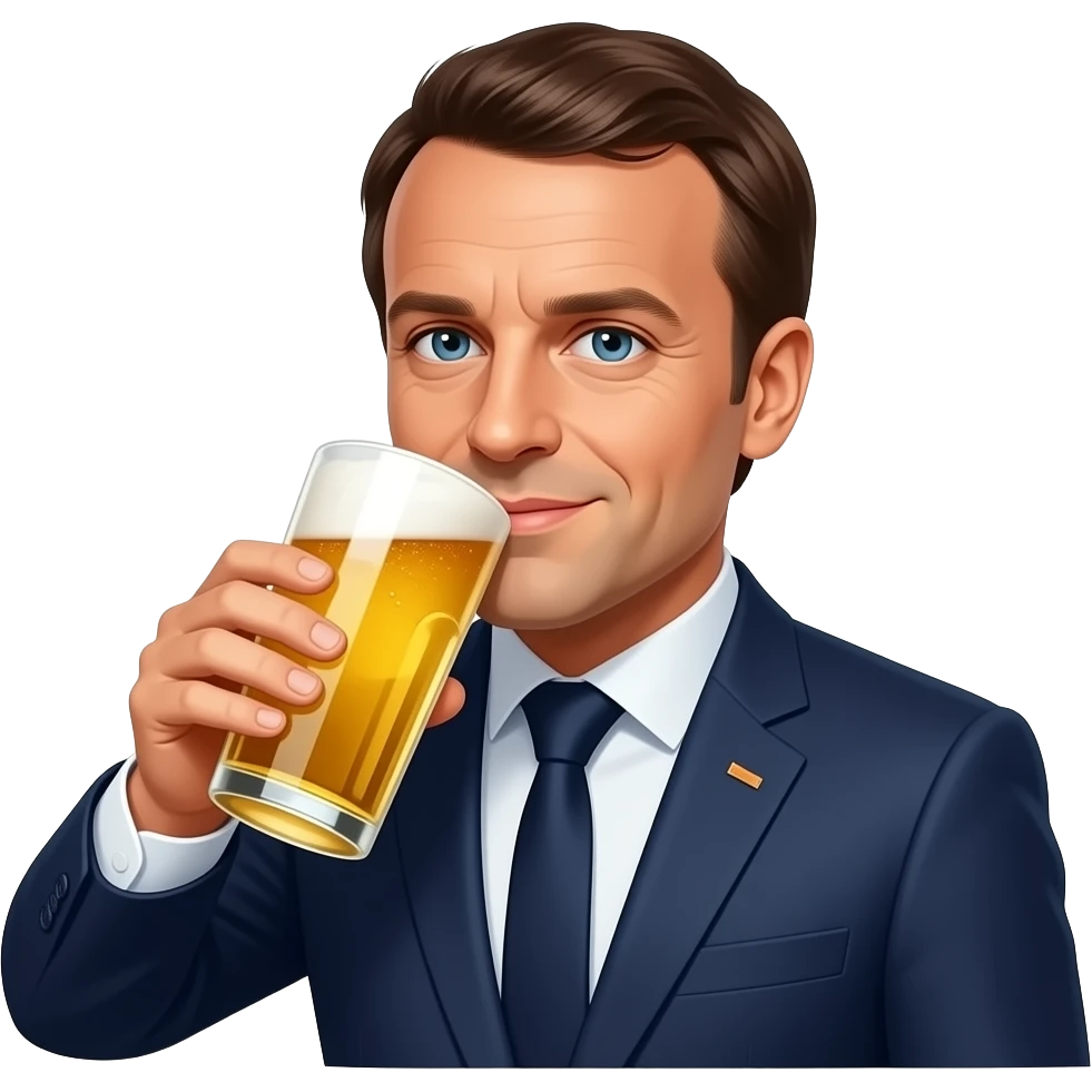 Macron drink beer emoji