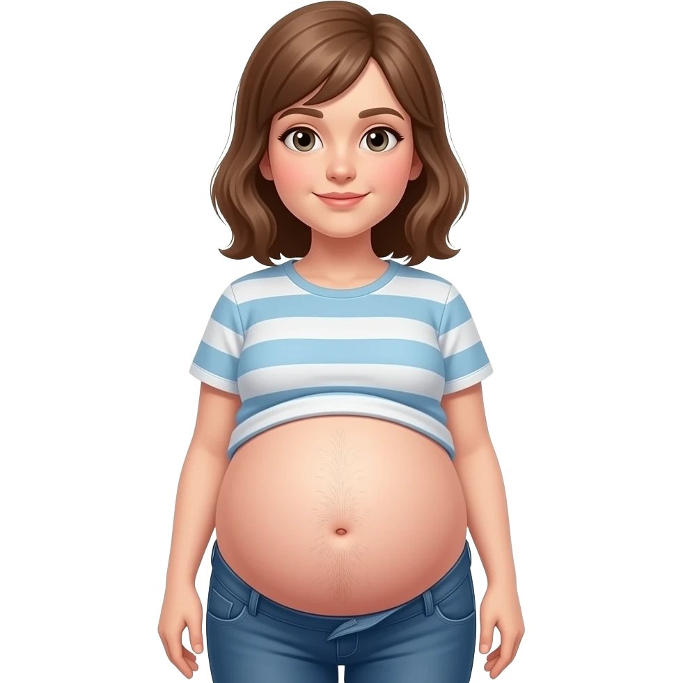 girl look at you tummy,big and full,ready to go pop,so full that a heavy fat stomach wants a gentle rub,A Bellybutton,had too much to eat,even one can’t fast but walks like one is pregnant with a baby bump sticking out and leading the way. emoji