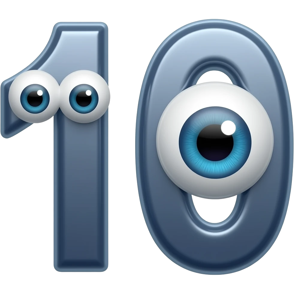 A Cosmic number Ten with two eyes and an extra eye emoji
