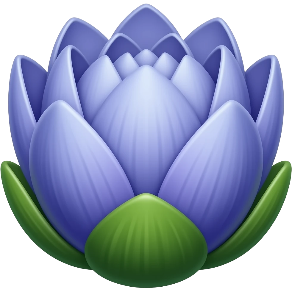 Blue purplish lotus with high details and green leaf all im hd emoji