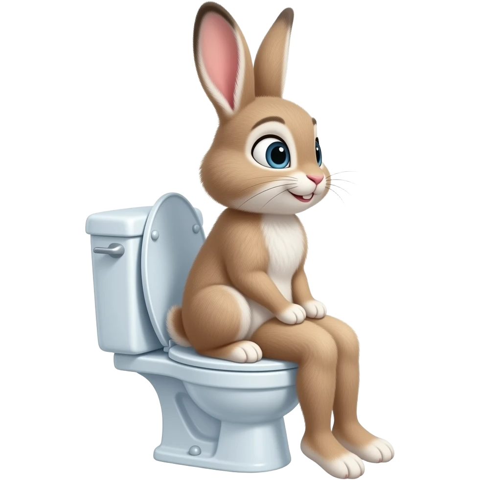 Female rabbit furry sit on toilet side view emoji