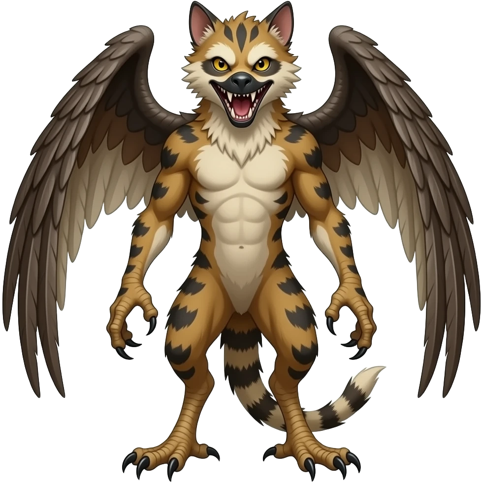 edgy mutant gryphon-tanuki-civet-genet-hybrid with sharp long saber teeth emoji