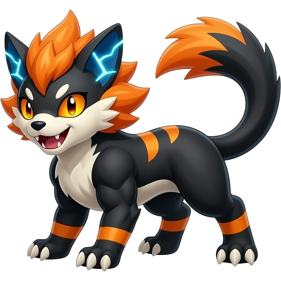 Pyroar-Furret-Shinx-Luxio-Luxray-Fakémon-hybrid emoji