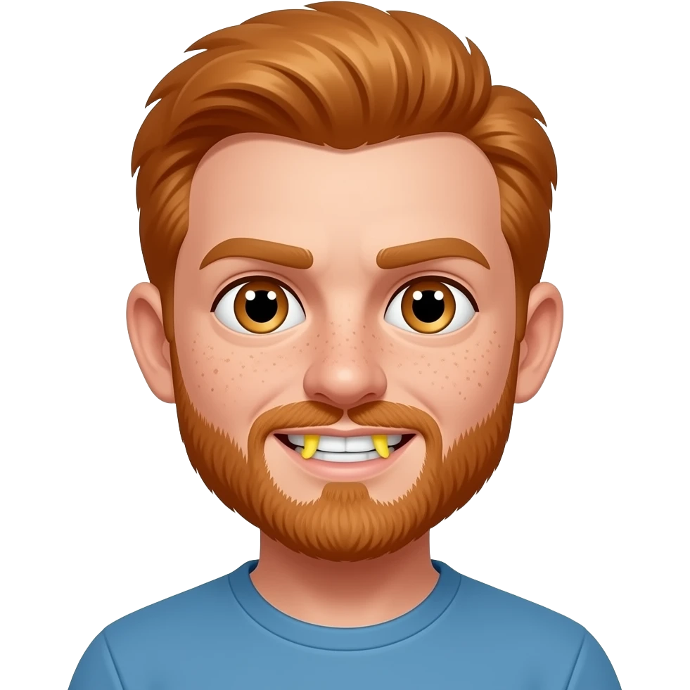 Ginger freckles bung eyes and bad yellow teeth emoji
