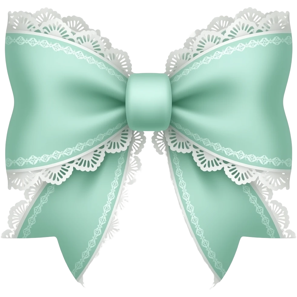 vintage rococo mint color bow with lace and frills emoji