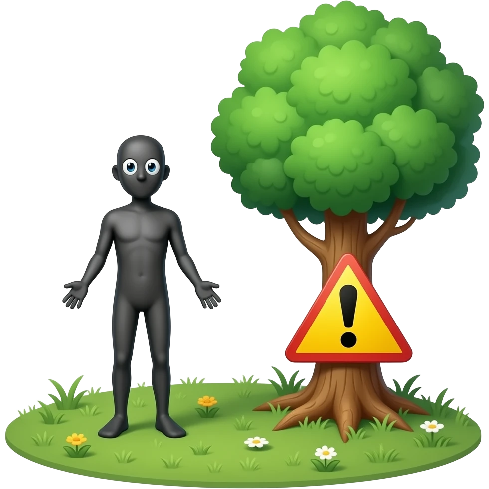 Macineel tree warning stickman on ground emoji